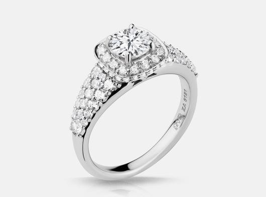 white_gold_halo_bead_set_diamond_engagement_ring_mounting