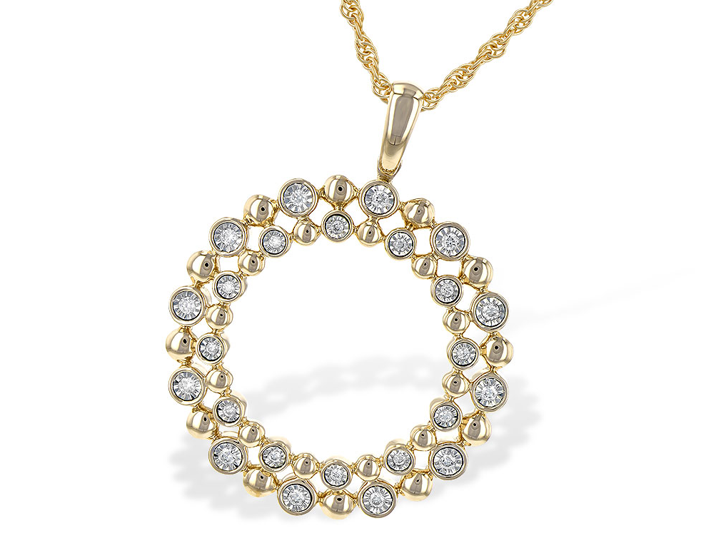 diamond pendant, diamond necklace, circle pendant, kluh jewelers