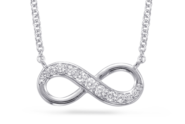 infinity necklace, infinity pendant, diamond infinity necklace, cz necklace, kluh jewelers