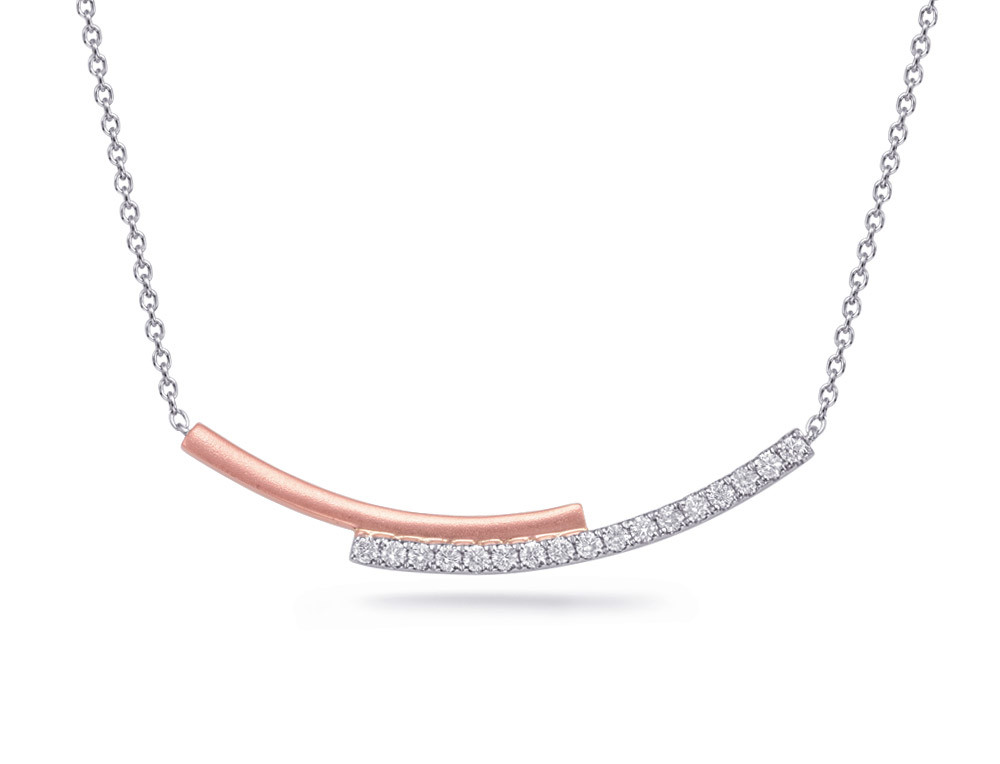 bar necklace, diamond bar necklace, diamond necklace, rose gold necklace,kluh jewelers
