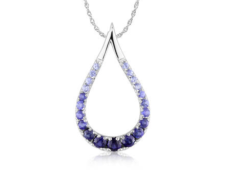sapphire pendant, blue sapphire pendant, white gold pendant, kluh jewelers