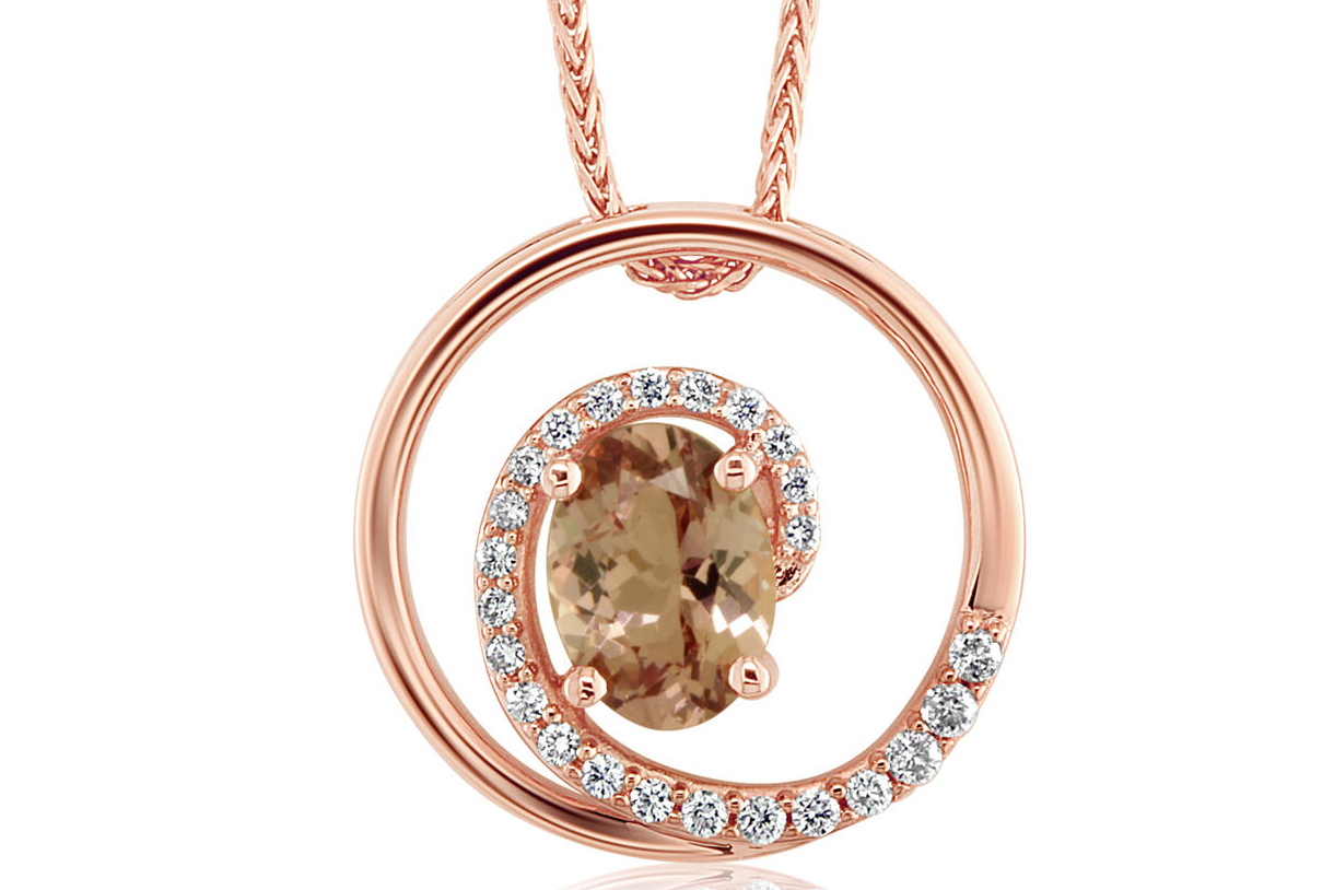garnet pendant, rose gold pendant, garnet and diamond pendant, kluh jewelers