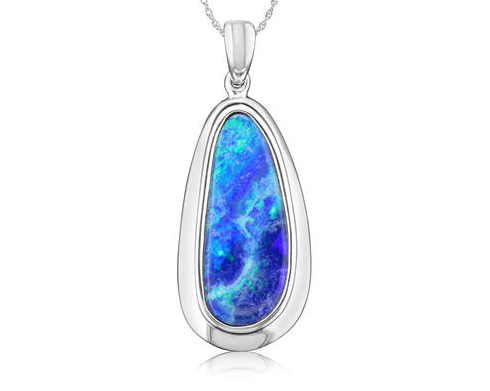 Opal pendant, sterling silver opal pendant, opal doublet pendant, kluh jewelers