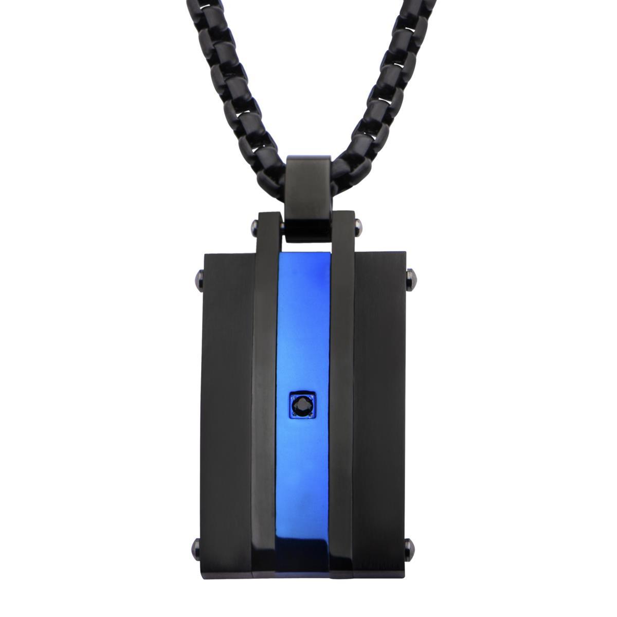 inox_black_stainless_steel _blue_line_necklace
