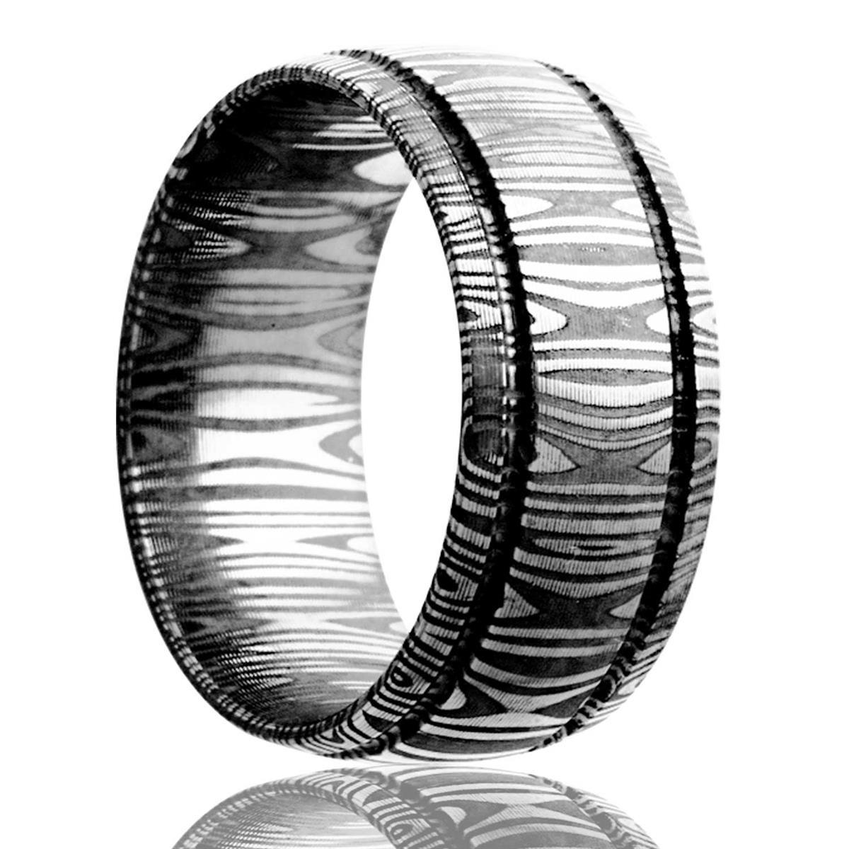 alternative metal, damascus steel, men's wedding ring, kluh jewelers