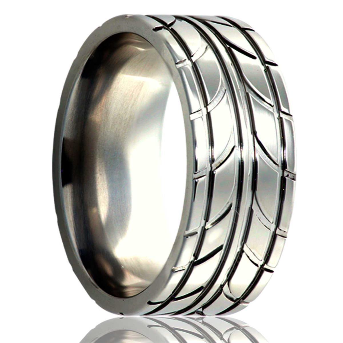 alternative metal, tire tread, men's wedding ring, kluh jewelers